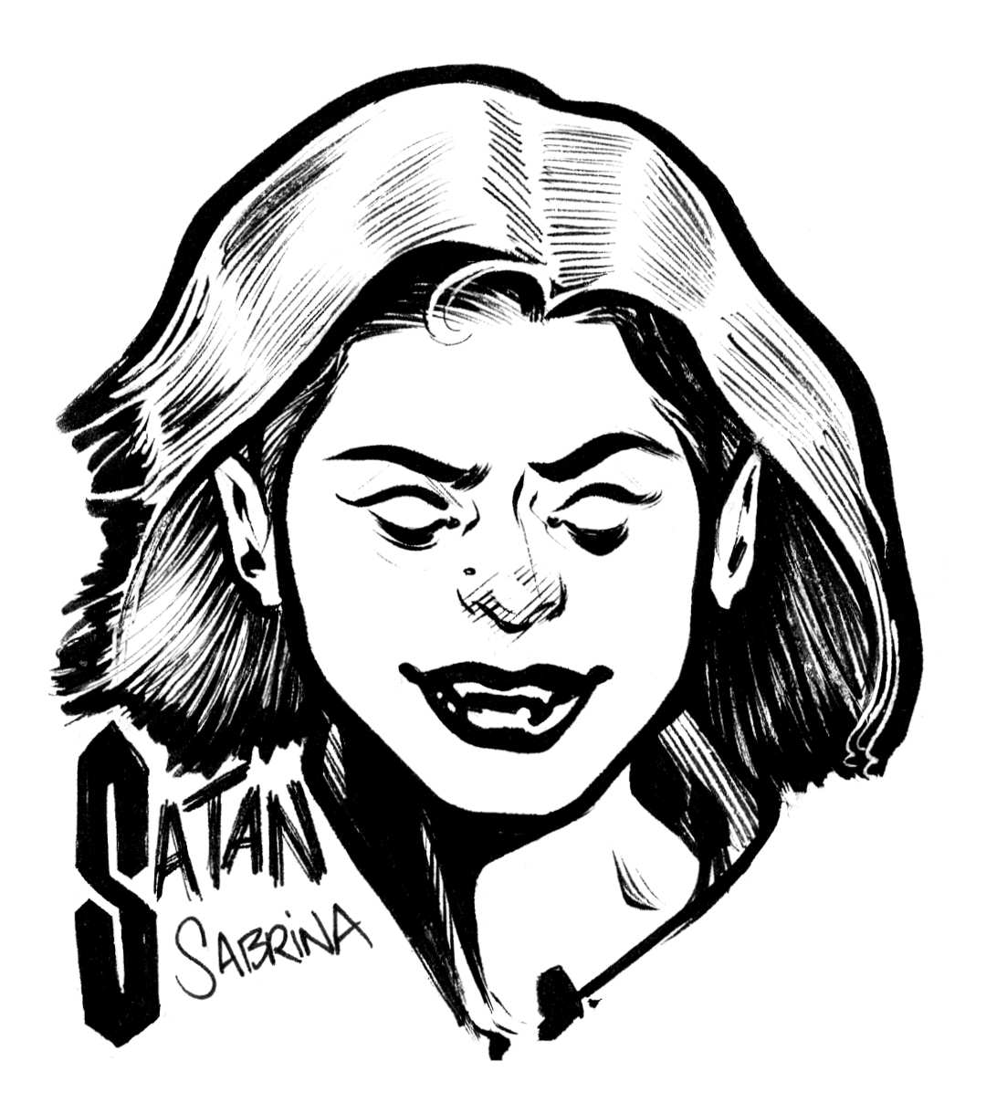 the chilling adventures of Sabrina satan satanic illustration pen and ink