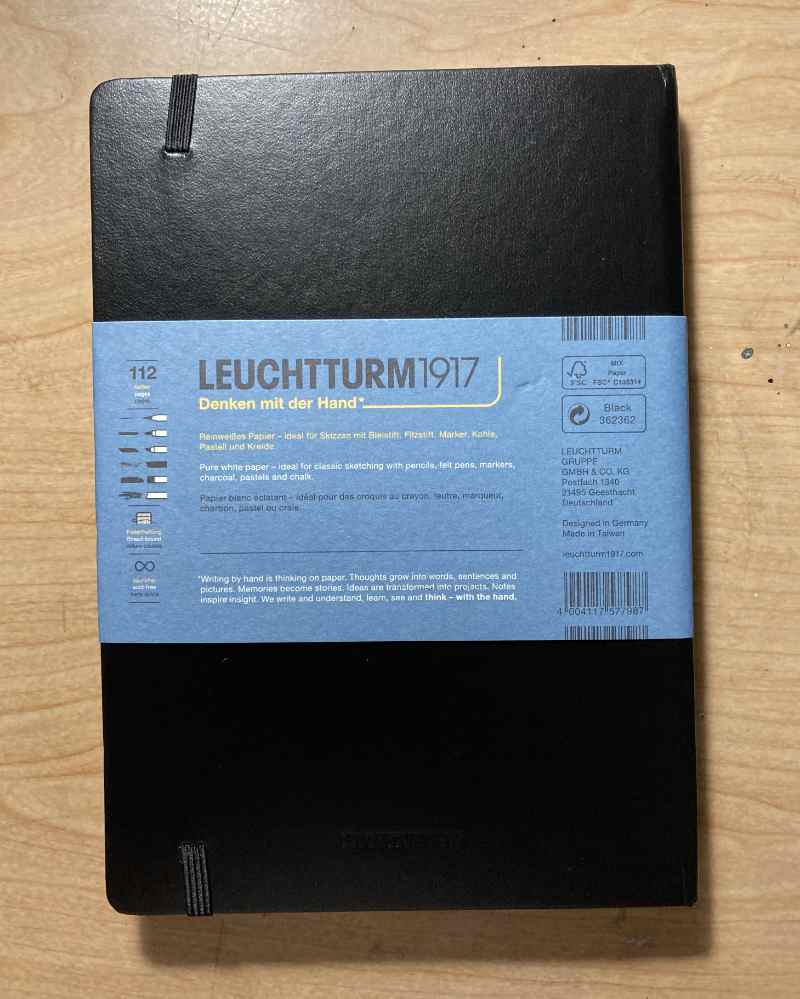 Leuchtturm1917 sketchbook with my name embossed on the cover