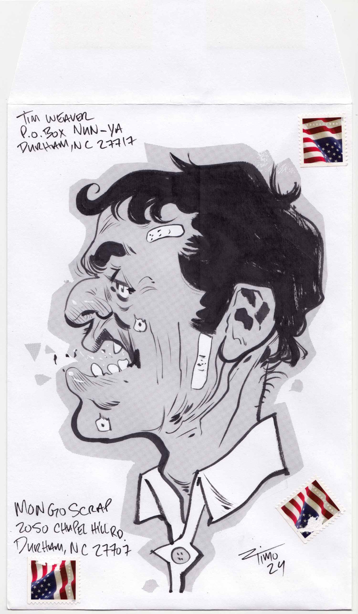 illustration of a guy inked with pentel brush pen screentone